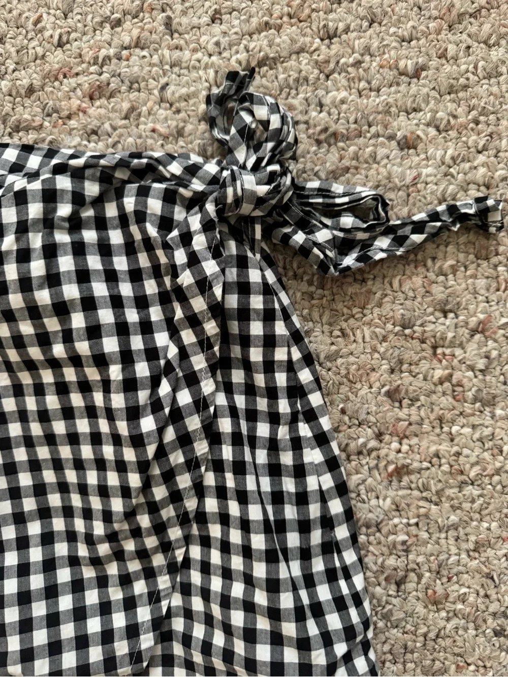 GAP Black and White Gingham Tie-Waist Mini Skirt